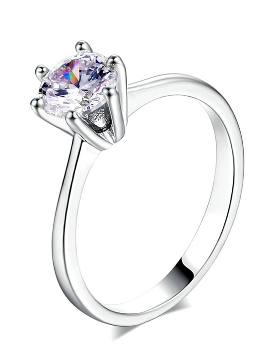 Jewelry - Classic Silver Solitaire Ring with Cubic Zirconia